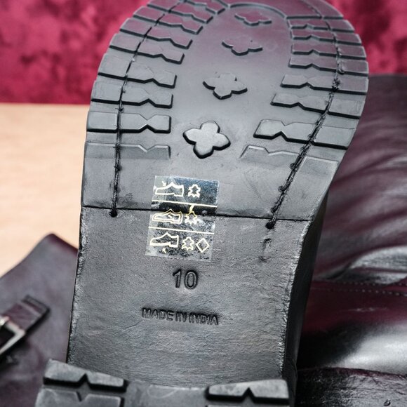 Free People Women Engineer Black Leather Buckle Moto Biker Boots sz 9 - Picture 7 of 7